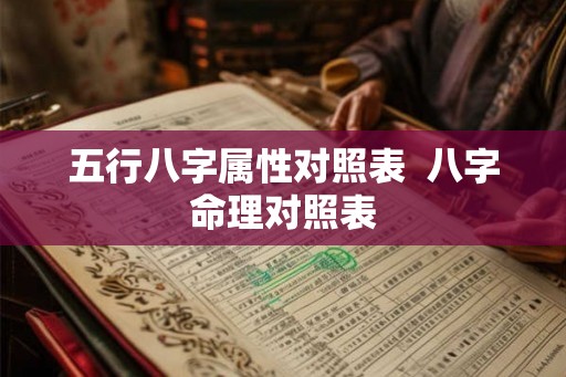 五行八字属性对照表 八字命理对照表 五行八字属性对照表 八字命理对照表