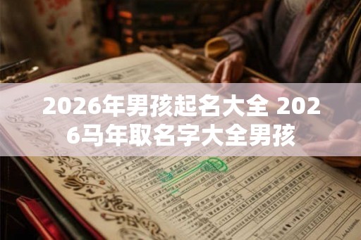 2026年男孩起名大全 2026马年取名字大全男孩