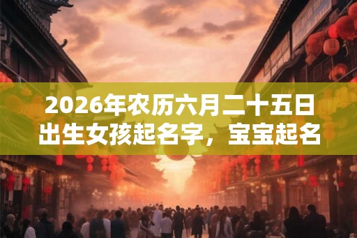 2026年农历六月二十五日出生女孩起名字,宝宝起名禁忌什么? 2026年农历六月二十五日出生女孩起名字,宝宝起名禁忌什么?