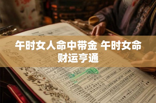 午时女人命中带金 午时女命财运亨通