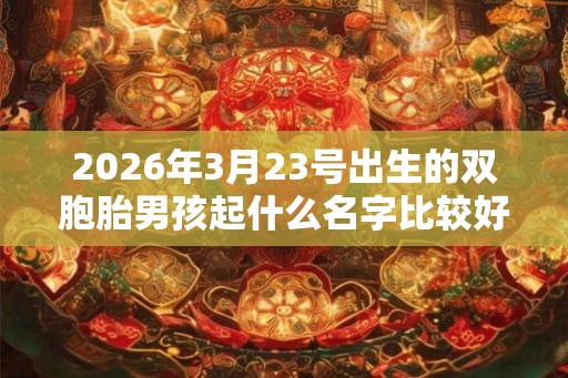 2026年3月23号出生的双胞胎男孩起什么名字比较好，五行属什么