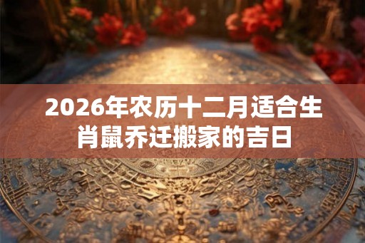 2026年农历十二月适合生肖鼠乔迁搬家的吉日 2026年农历十二月适合生肖鼠乔迁搬家的吉日