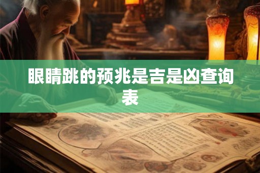 眼睛跳的预兆是吉是凶查询表