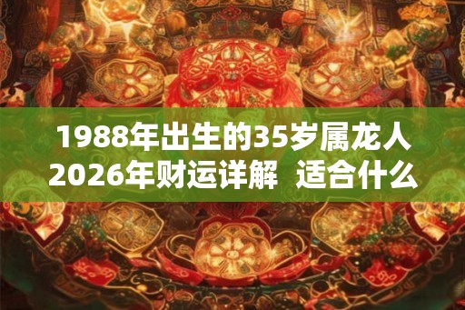 1988年出生的35岁属龙人2026年财运详解  适合什么职业