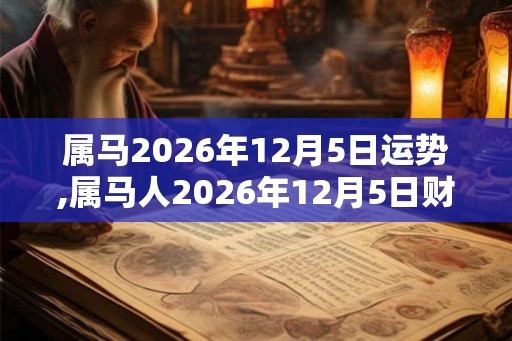属马2026年12月5日运势,属马人2026年12月5日财运,生肖马2026年12月5日运势