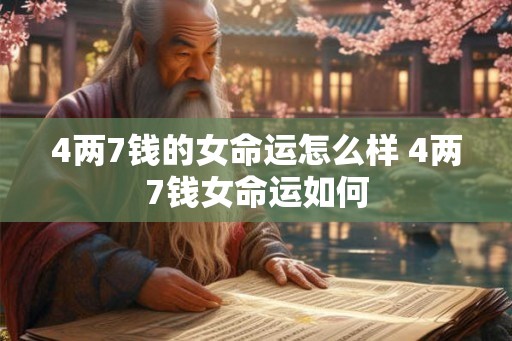 4两7钱的女命运怎么样 4两7钱女命运如何