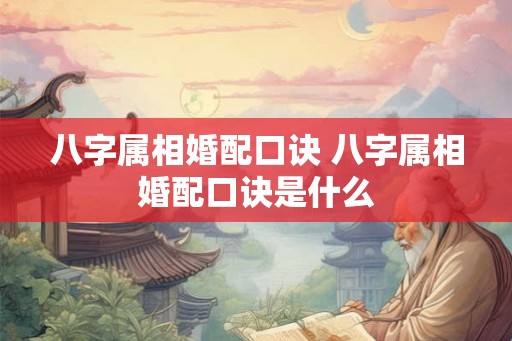 八字属相婚配口诀 八字属相婚配口诀是什么