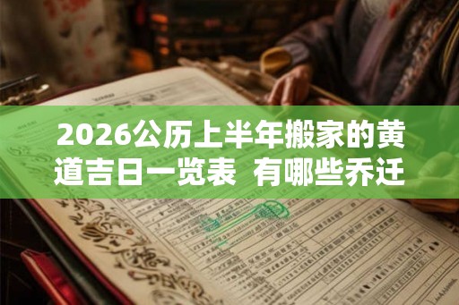 2026公历上半年搬家的黄道吉日一览表  有哪些乔迁入宅的吉日2026