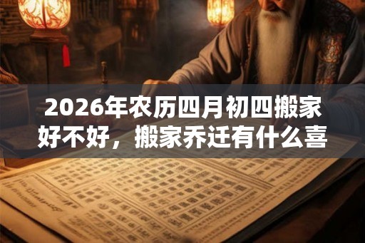 2026年农历四月初四搬家好不好，搬家乔迁有什么喜忌？