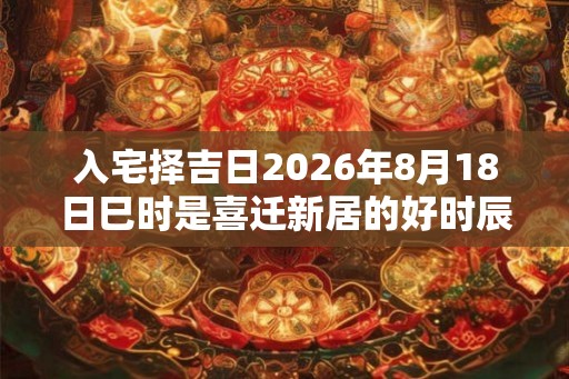 入宅择吉日2026年8月18日巳时是喜迁新居的好时辰