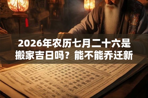 2026年农历七月二十六是搬家吉日吗？能不能乔迁新家