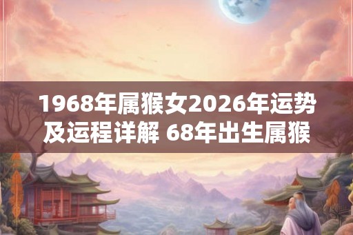 1968年属猴女2026年运势及运程详解 68年出生属猴人2026全年每月运势女性