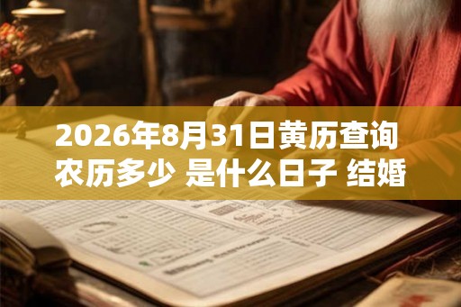 2026年8月31日黄历查询 农历多少 是什么日子 结婚吉时