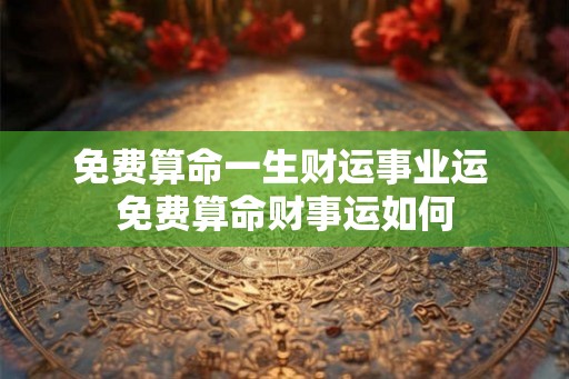 免费算命一生财运事业运 免费算命财事运如何