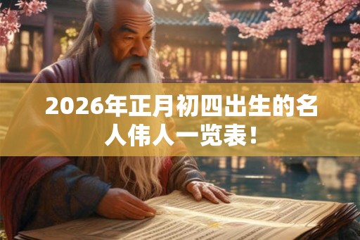 2026年正月初四出生的名人伟人一览表！