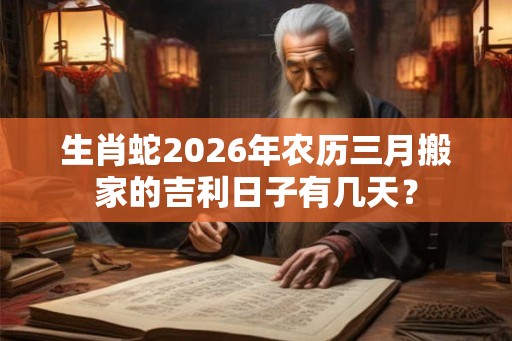 生肖蛇2026年农历三月搬家的吉利日子有几天？