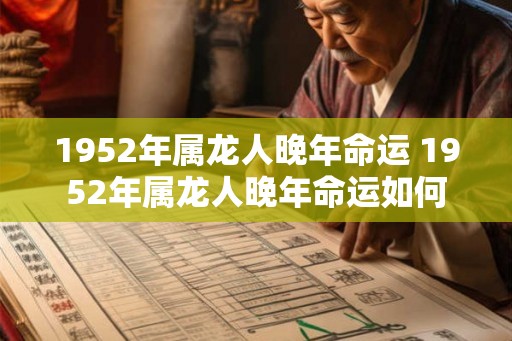 1952年属龙人晚年命运 1952年属龙人晚年命运如何