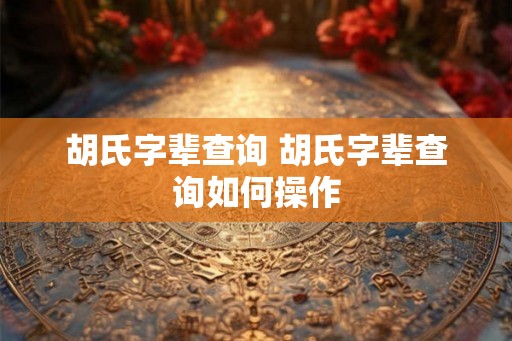 胡氏字辈查询 胡氏字辈查询如何操作