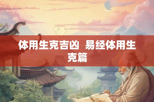 体用生克吉凶  易经体用生克篇