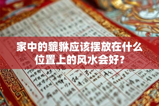 家中的貔貅应该摆放在什么位置上的风水会好？