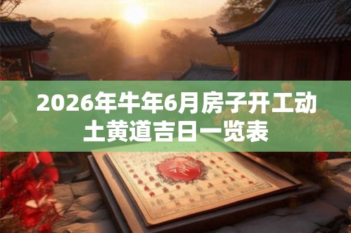 2026年牛年6月房子开工动土黄道吉日一览表 2026年牛年6月房子开工动土黄道吉日一览表