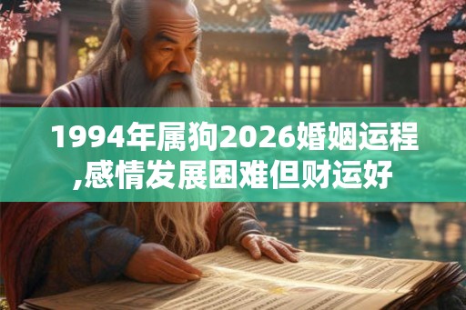 1994年属狗2026婚姻运程,感情发展困难但财运好