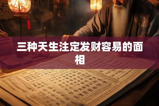 三种天生注定发财容易的面相