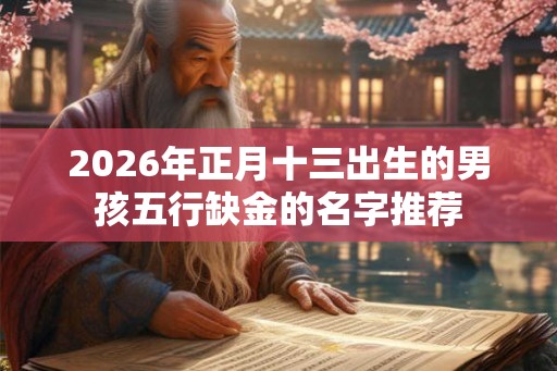 2026年正月十三出生的男孩五行缺金的名字推荐