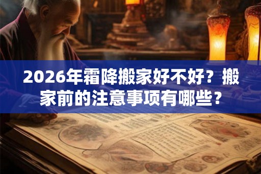 2026年霜降搬家好不好？搬家前的注意事项有哪些？