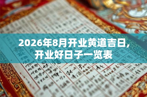 2026年8月开业黄道吉日,开业好日子一览表