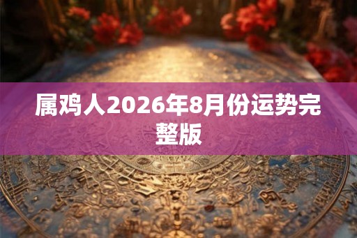 属鸡人2026年8月份运势完整版