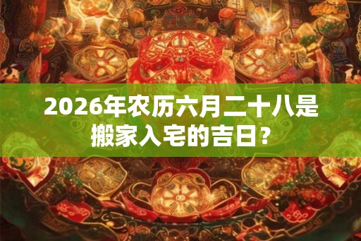 2026年农历六月二十八是搬家入宅的吉日？