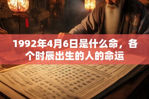 1992年4月6日是什么命，各个时辰出生的人的命运