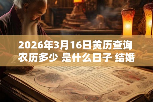 2026年3月16日黄历查询 农历多少 是什么日子 结婚吉时