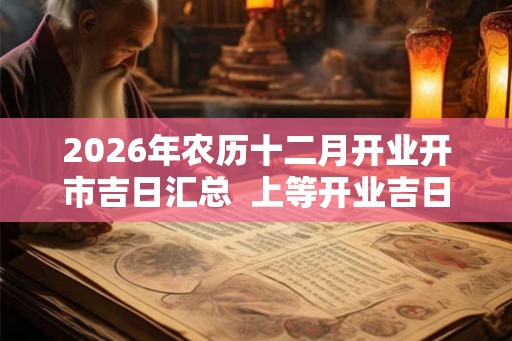 2026年农历十二月开业开市吉日汇总  上等开业吉日查询