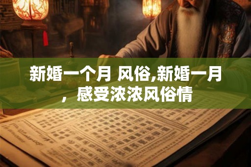 新婚一个月 风俗,新婚一月，感受浓浓风俗情