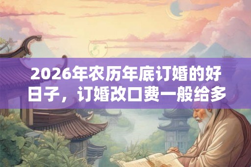 2026年农历年底订婚的好日子，订婚改口费一般给多少？