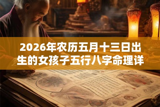 2026年农历五月十三日出生的女孩子五行八字命理详解