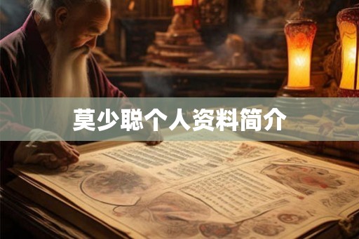 莫少聪个人资料简介