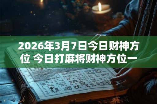 2026年3月7日今日财神方位 今日打麻将财神方位一览表 2026年3月7日今日财神方位 今日打麻将财神方位一览表
