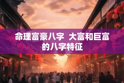 命理富豪八字  大富和巨富的八字特征