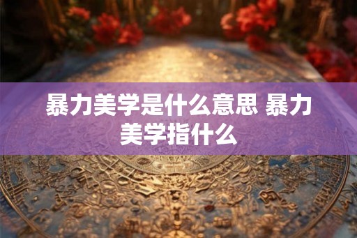 暴力美学是什么意思 暴力美学指什么