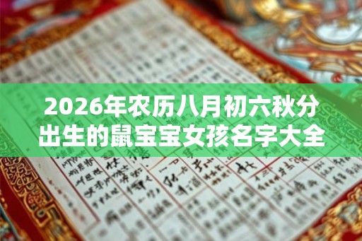 2026年农历八月初六秋分出生的鼠宝宝女孩名字大全