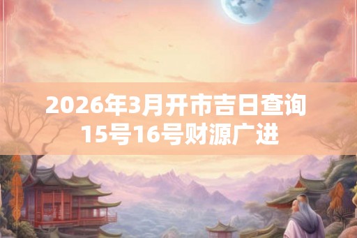 2026年3月开市吉日查询 15号16号财源广进 2026年3月开市吉日查询 15号16号财源广进