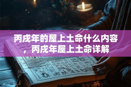 丙戌年的屋上土命什么内容，丙戌年屋上土命详解