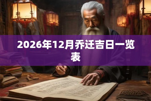2026年12月乔迁吉日一览表