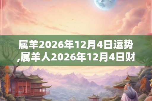 属羊2026年12月4日运势,属羊人2026年12月4日财运,生肖羊2026年12月4日运势