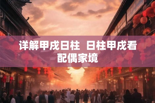 详解甲戌日柱  日柱甲戌看配偶家境