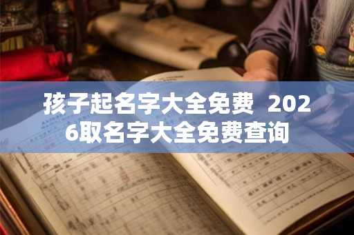 孩子起名字大全免费  2026取名字大全免费查询