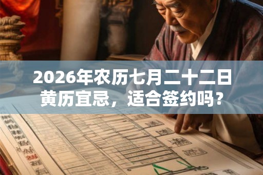 2026年农历七月二十二日黄历宜忌，适合签约吗？